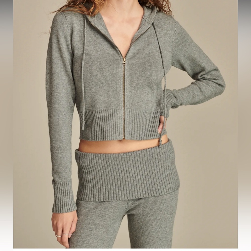 Lucky Brand Gray Zip-Up Sweater Hoodie and Pants Set